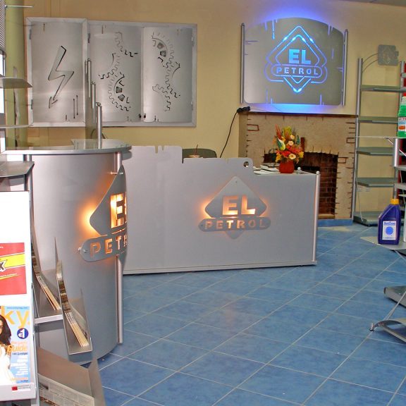 backlight reception gas station