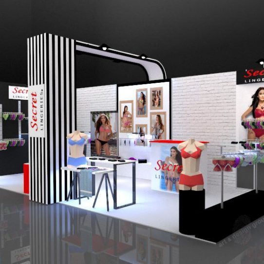 lingeries black and red- exhibition booth