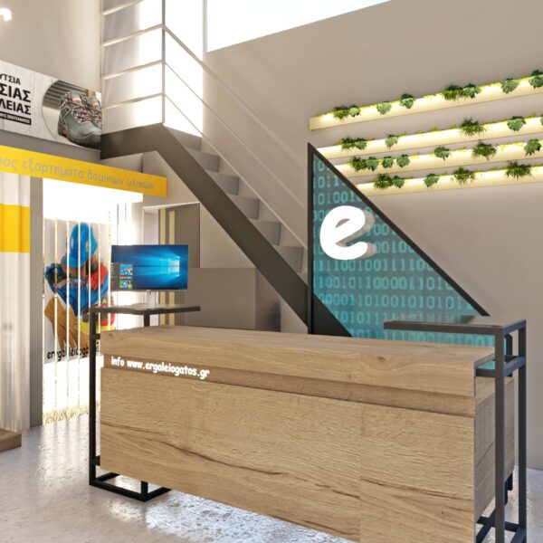 modular reception desk universal showcases Σχεδιασμός εργασιακού χώρου και καταστήματος.